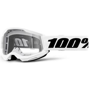 Laste motokrossiprillid 100% STRATA 2 valge läbipaistev plexi