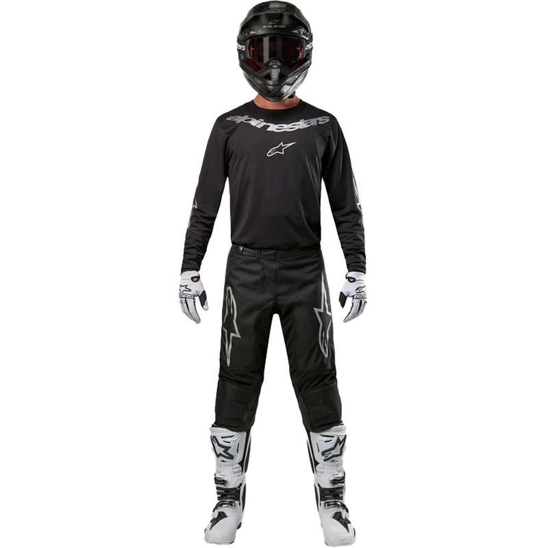 Alpinestars Fluid Graphite Motokross püksid must ja hõbedane