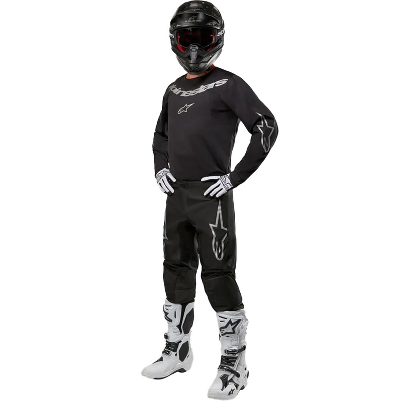 Alpinestars Fluid Graphite Motokross püksid must ja hõbedane