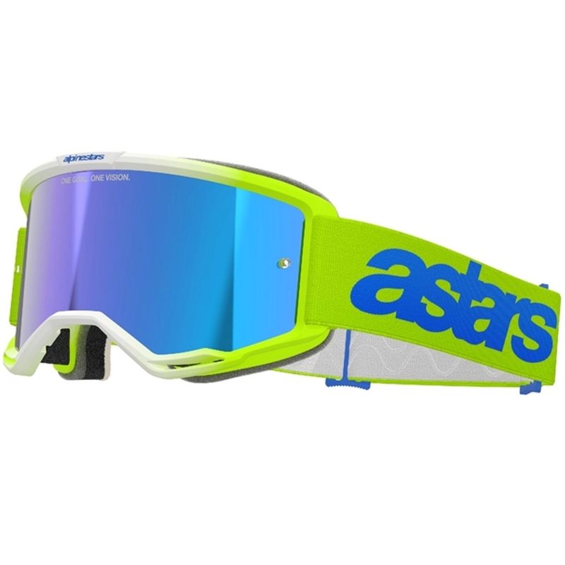 Alpinestars Vision 5 Blaze fluo kollane-sinine motokrossprillid sinise peegelplekiga