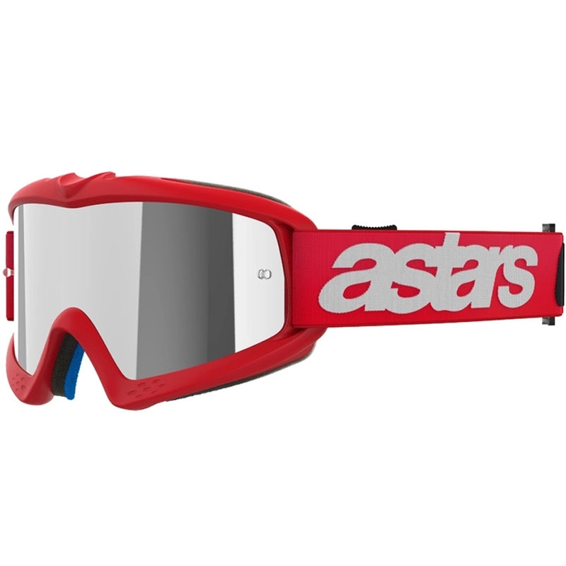 Alpinestars Vision Youth Blaze punased laste motokrossprillid hõbedaste peegelklaasidega