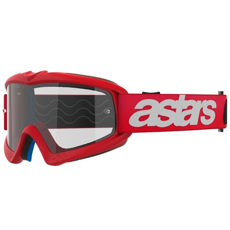 Alpinestars Vision Youth Blaze punased laste motokrossprillid läbipaistva klaaspildiga