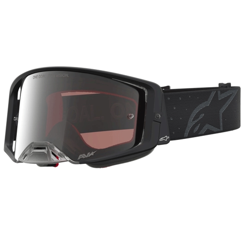Alpinestars Supertech Cloak motokrossiprillid mustad peegli ja hõbedase pleksiklaasiga