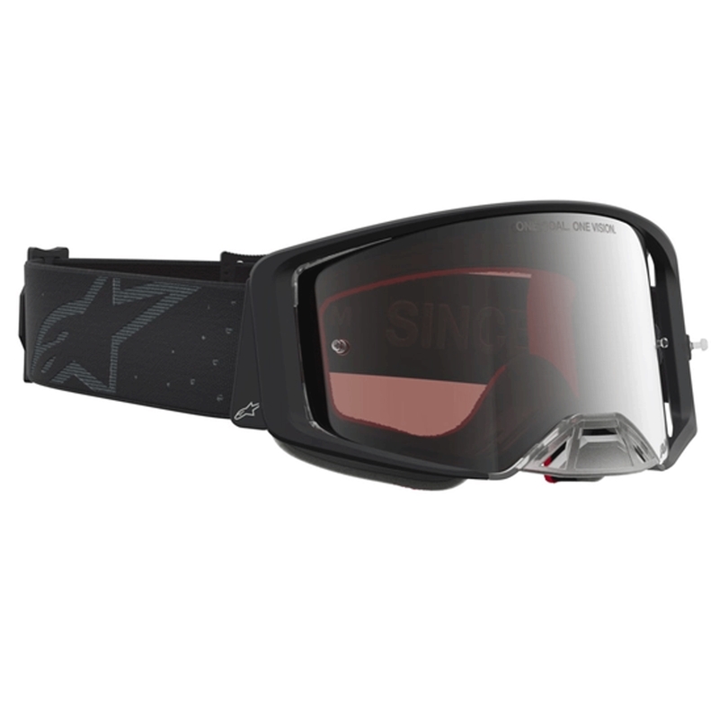 Alpinestars Supertech Cloak motokrossiprillid mustad peegli ja hõbedase pleksiklaasiga