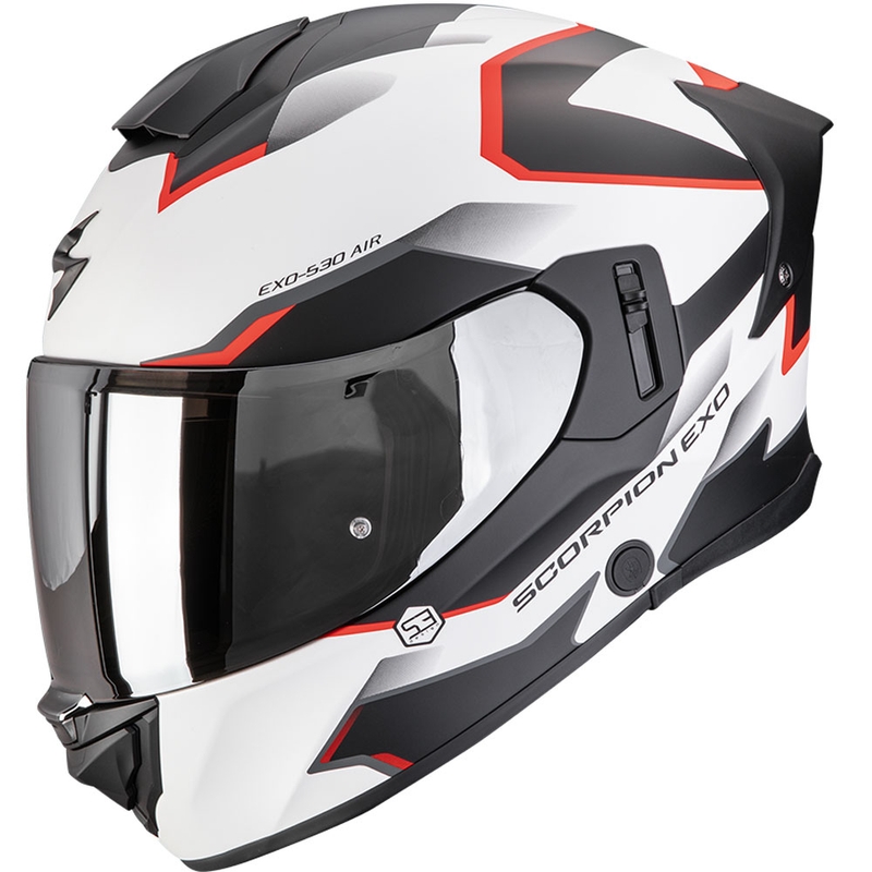 Integreeritud mootorratta kiiver Scorpion EXO-530 Air Clip matt valge-must-punane - II. kvaliteet