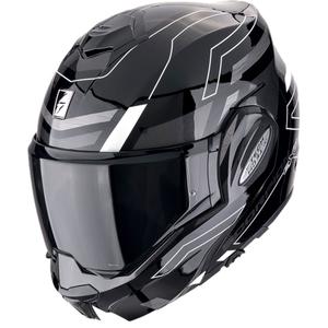 Kokkupandav mootorratta kiiver Scorpion EXO-TECH EVO CONQUER must-valge - II. kvaliteet