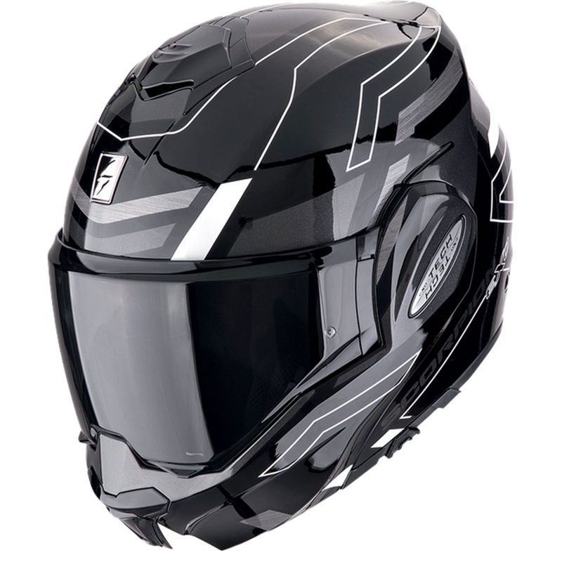 Kokkupandav mootorratta kiiver Scorpion EXO-TECH EVO CONQUER must-valge - II. kvaliteet