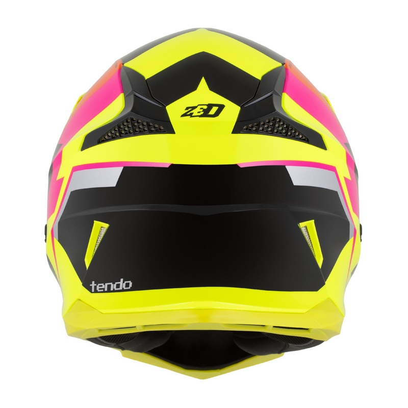 Laste motokrossikiiver ZED X1.9 Tendo fluo kollane-roosa-oranž-must - II. kvaliteet