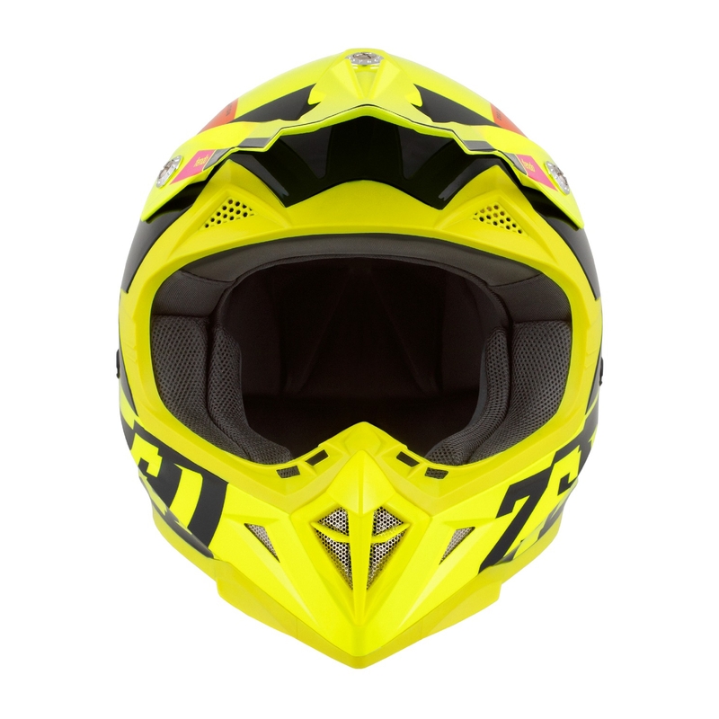 Laste motokrossikiiver ZED X1.9 Tendo fluo kollane-roosa-oranž-must - II. kvaliteet