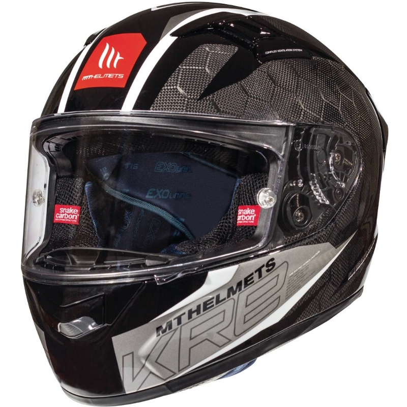 Integrální přilba na motorku MT Kre Snake Carbon 2.0 černo bílá výprodej