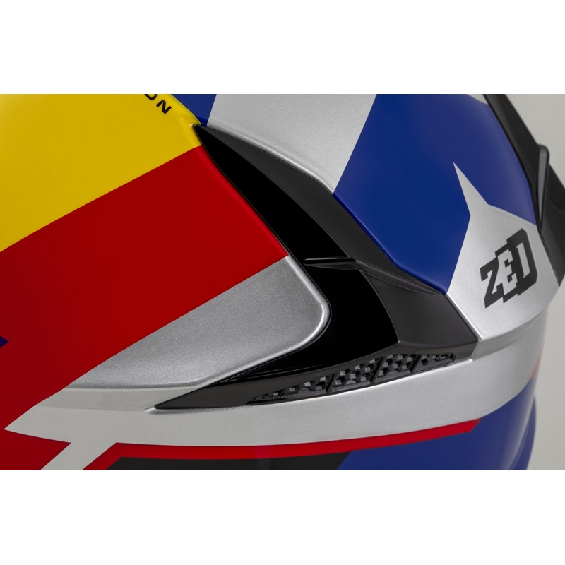Motokross kiiver ZED X1.9 Tendo pärl sinine-punane-kollane-hõbedane - II. kvaliteet