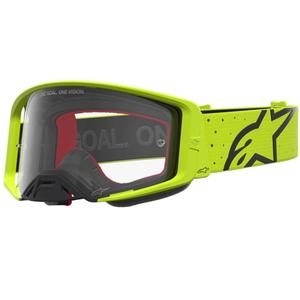 Alpinestars Supertech Vesta fluorestsentskollased-mustad motokrossiprillid (läbipaistev pleksiklaas)
