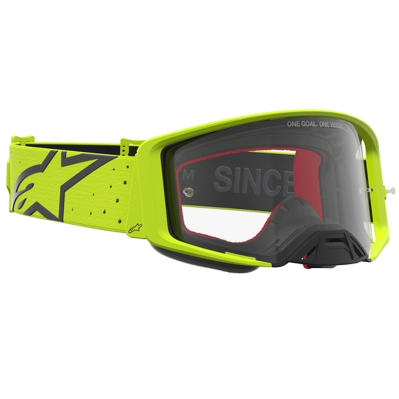 Alpinestars Supertech Vesta fluorestsentskollased-mustad motokrossiprillid (läbipaistev pleksiklaas)