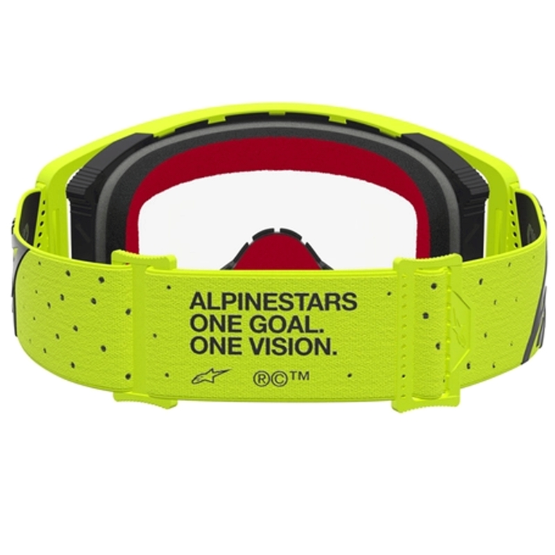 Alpinestars Supertech Vesta fluorestsentskollased-mustad motokrossiprillid (läbipaistev pleksiklaas)
