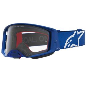 Alpinestars Supertech Vesta sini-valged motokrossiprillid läbipaistva pleksiklaasiga