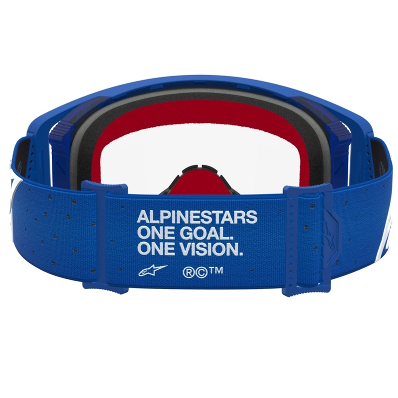 Alpinestars Supertech Vesta sini-valged motokrossiprillid läbipaistva pleksiklaasiga