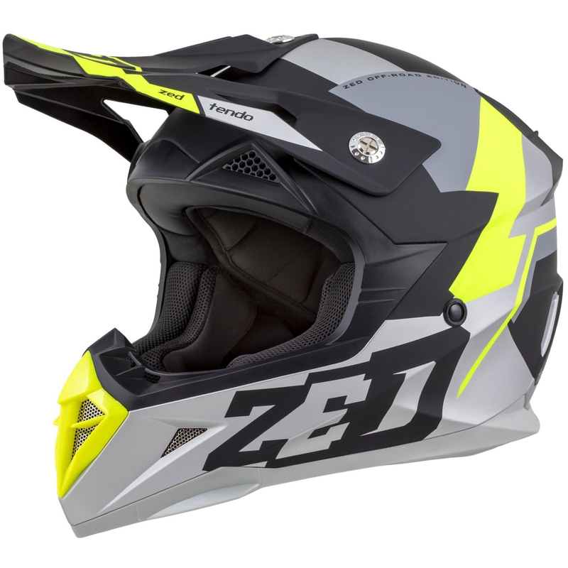 Laste motokrossikiiver ZED X1.9D TENDO matt must-tumehall-hele-hele hall-fluo kollane - II. kvaliteet