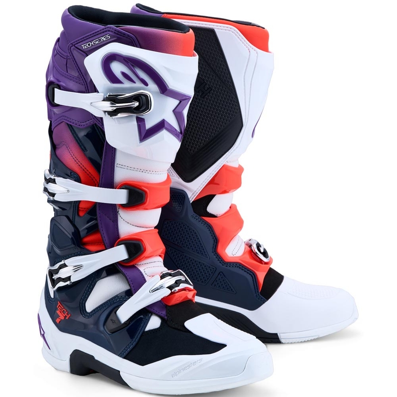 Alpinestars TECH 7 krossisaapad lilla-valge-tumesinine-fluopunane