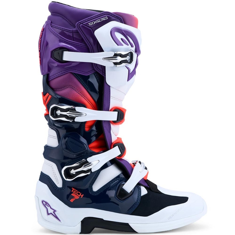 Alpinestars TECH 7 krossisaapad lilla-valge-tumesinine-fluopunane
