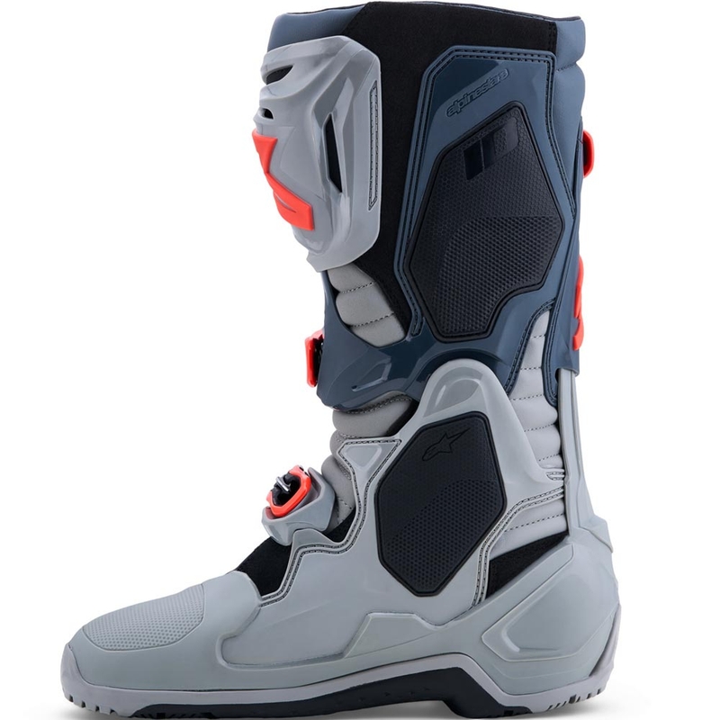 Alpinestars Tech 10 Enduro mootorratta saapad hallid-tumehallid-fluorestseeruvad punased