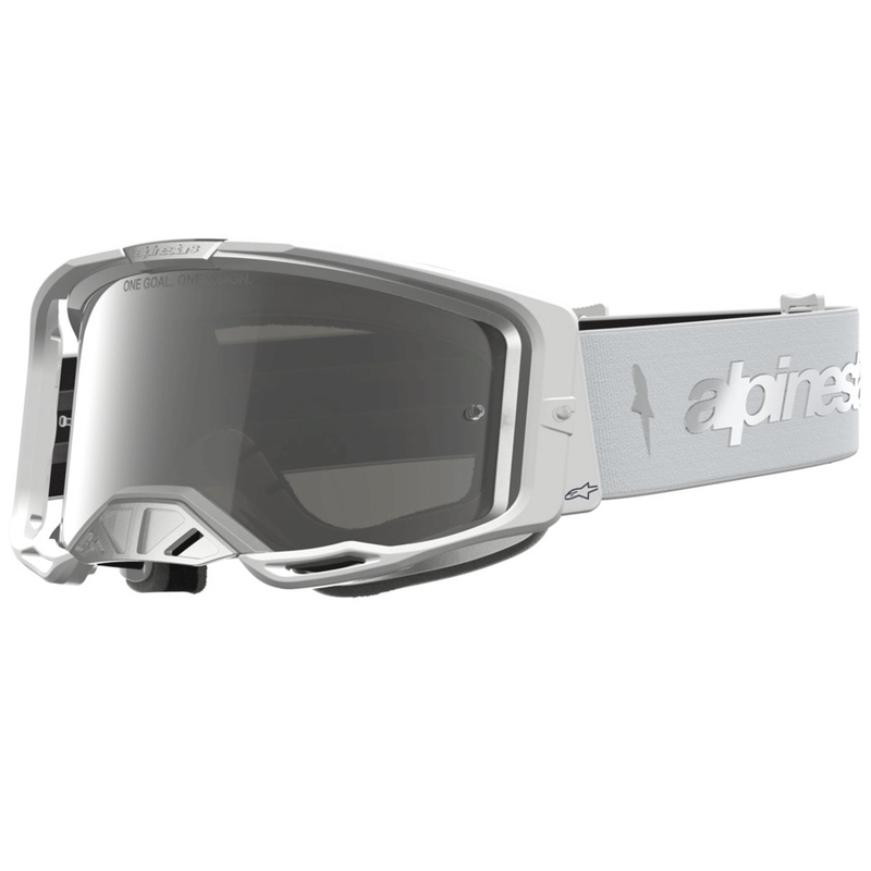 Alpinestars Vision 8 merevaigukollased valge-hõbedased motokrossiprillid