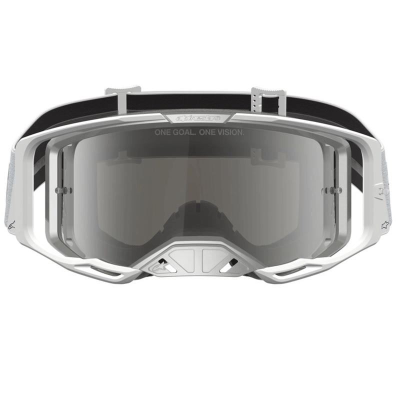 Alpinestars Vision 8 merevaigukollased valge-hõbedased motokrossiprillid