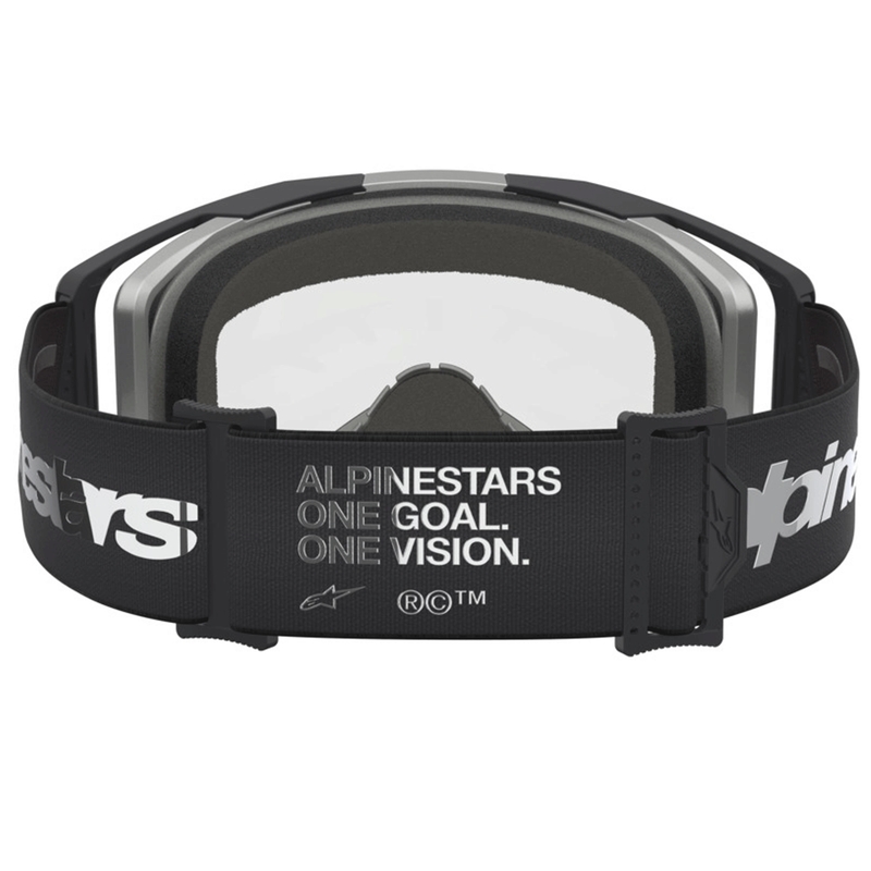 Alpinestars Vision 8 Amber motokrossiprillid must-hõbedane läbipaistva pleksiklaasiga