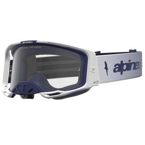 Alpinestars Vision 8 merevaigukollased sini-valged motokrossiprillid läbipaistva pleksiklaasiga