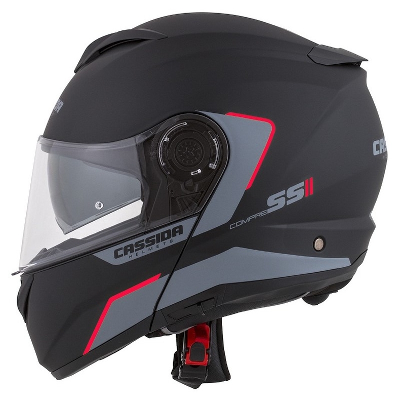 Vyklápěcí přilba na motorku Cassida Compress 2.0 Refraction černo-šedo-červená