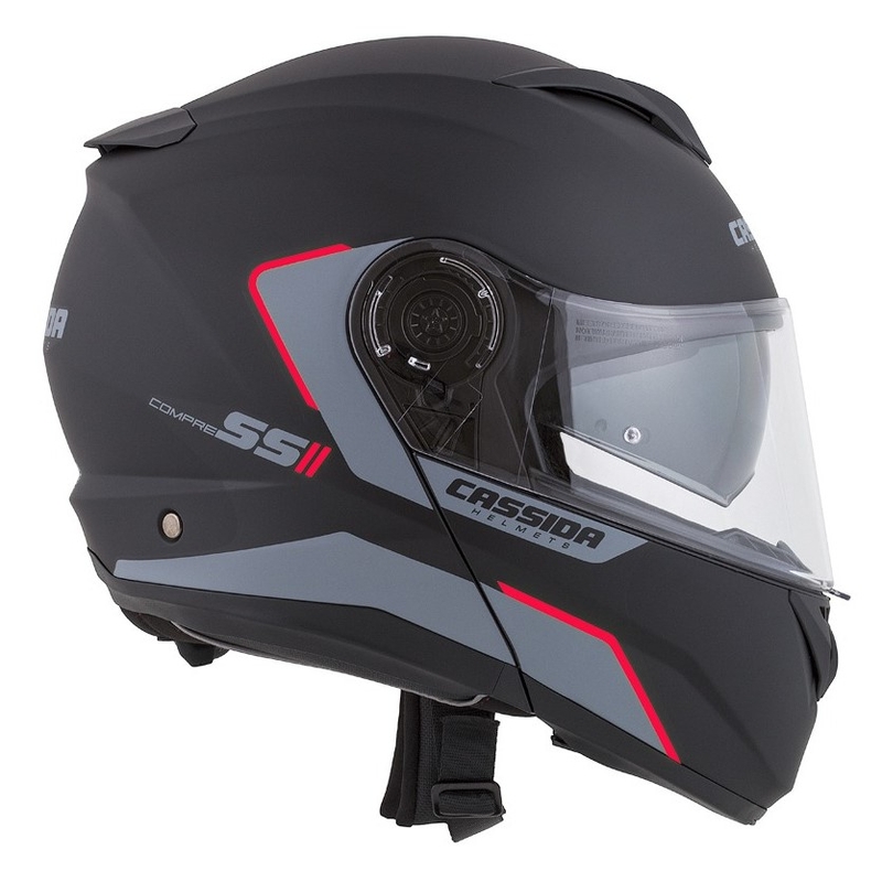 Vyklápěcí přilba na motorku Cassida Compress 2.0 Refraction černo-šedo-červená