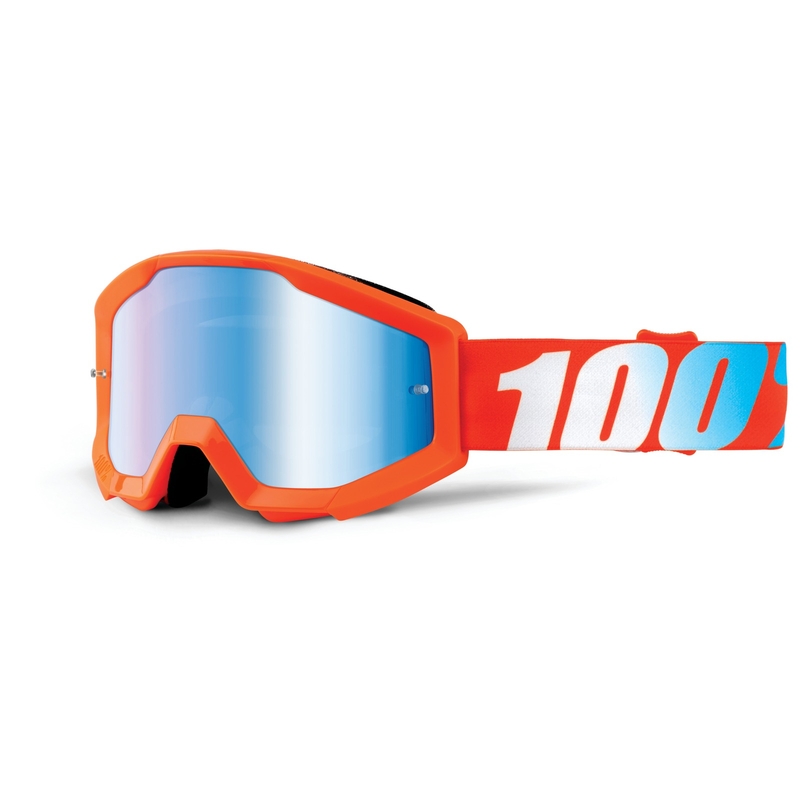 Dětské motokrosové brýle 100% Strata oranžové (modré chrom plexi)