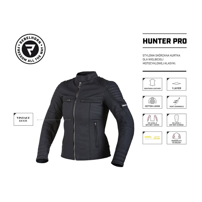 Dámská bunda na motorku Rebelhorn Hunter Pro černá výprodej