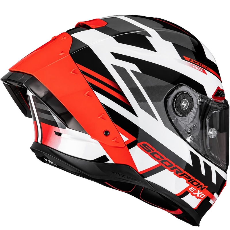 Scorpion EXO-RACE Air Carbon Fury täisnäoga mootorrattakiiver valge-hõbedane-punane