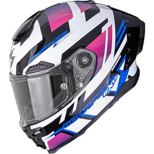 Scorpion EXO-RACE Air Carbon Fury täisnäoga mootorrattakiiver valge-roosa-sinine