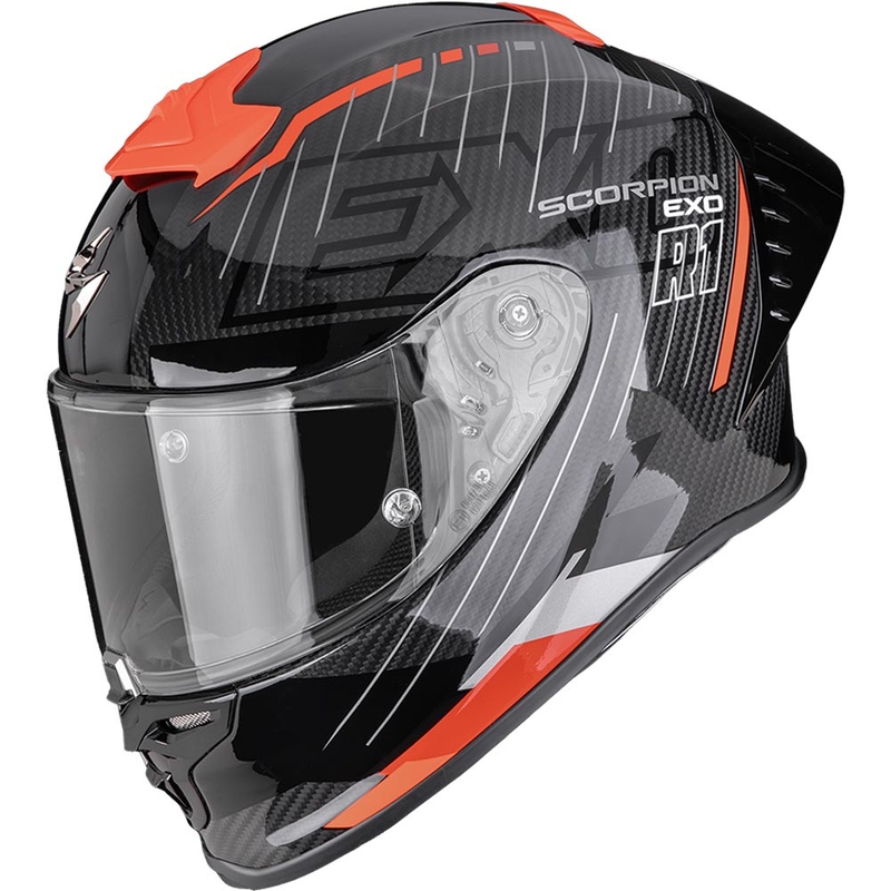 Scorpion EXO-R1 EVO II Air Surge täisnäoga mootorrattakiiver must-punane