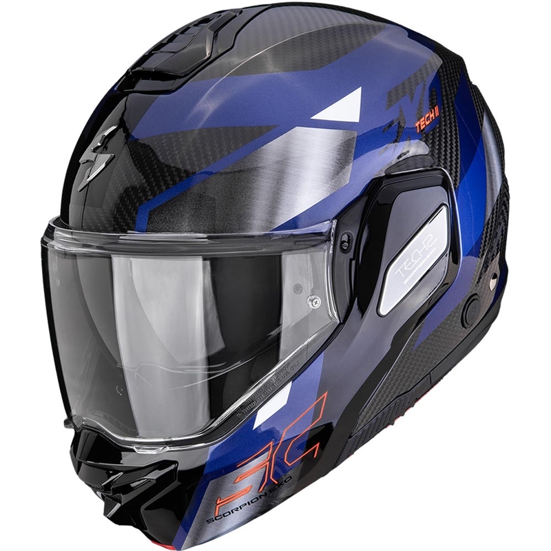 Scorpion EXO-TECH II Carbon Drift ülespööratav mootorrattakiiver must-hõbedane-sinine