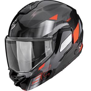 Scorpion EXO-TECH II Carbon Drift ülespööratav mootorrattakiiver must-hõbedane-punane