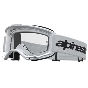 Alpinestars Vision 3 Wordmark motokrossiprillid valge-must läbipaistva pleksiklaasiga