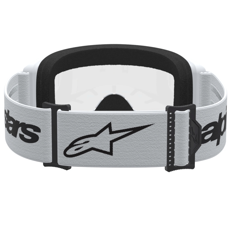 Alpinestars Vision 3 Wordmark motokrossiprillid valge-must läbipaistva pleksiklaasiga