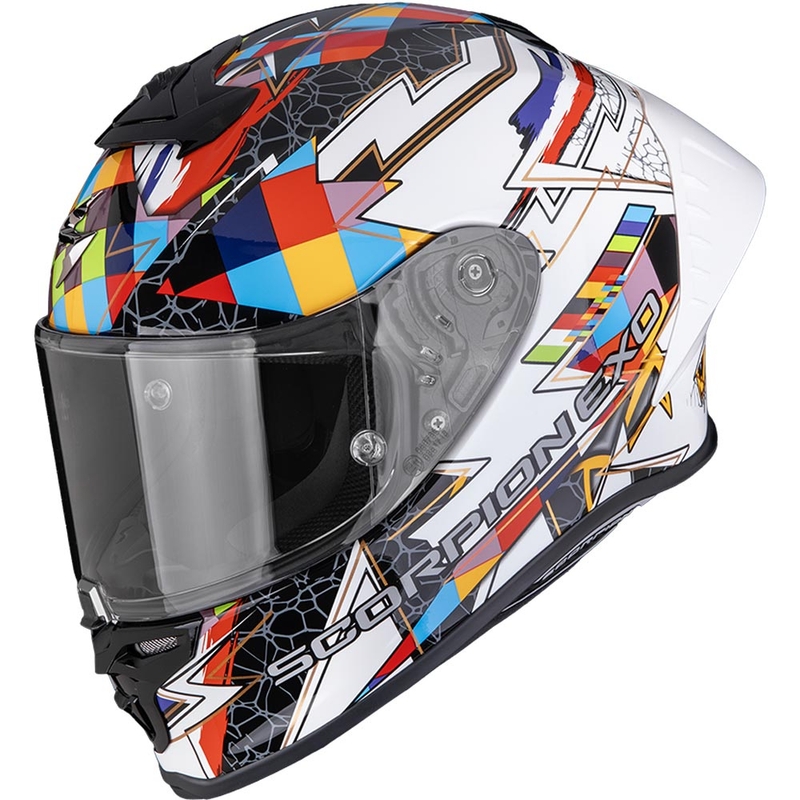 Scorpion EXO-R1 EVO II Air Pouls täisnäoga mootorrattakiiver valge-mitmevärviline