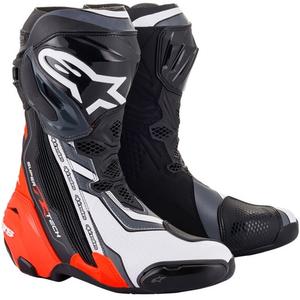 Alpinestars Supertech R must-fluo punane-valge-hall mootorratta saapad