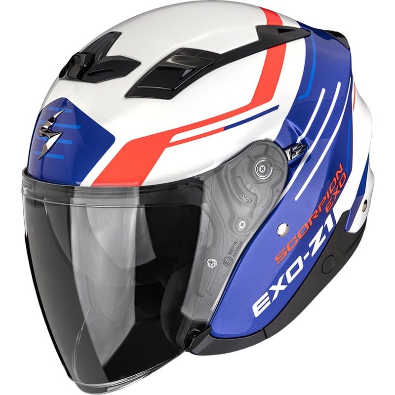 Scorpion EXO-Z1 Prymus avatud mootorrattakiiver valge-sinine-punane