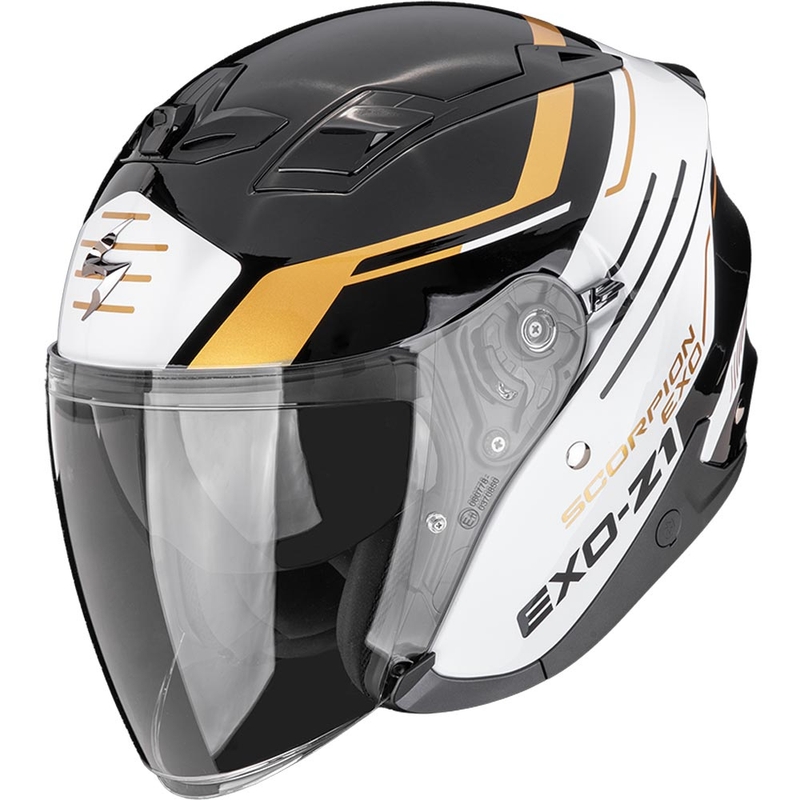 Avatud mootorrattakiiver Scorpion EXO-Z1 Prymus must-valge-kuldne
