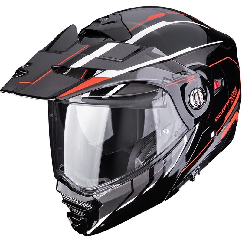 Enduro mootorrattakiiver Scorpion ADX-2 Walt must-hõbedane-punane