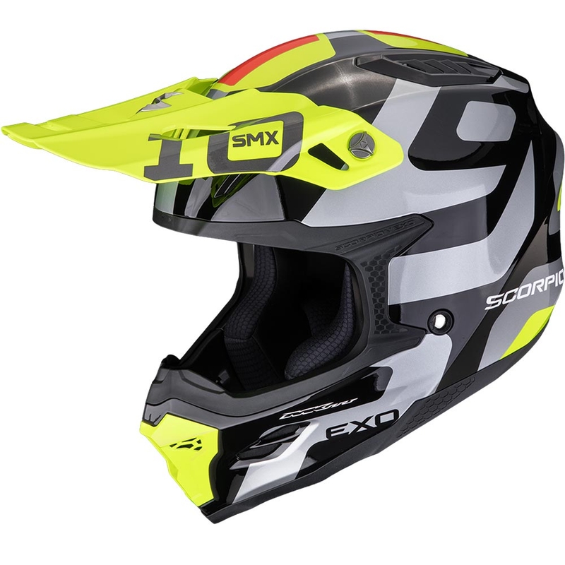 Scorpion SMX-10 Leap motokrossikiiver must-hõbedane-fluorestseeruv kollane
