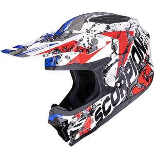 Scorpion SMX-10 bensiinimootoriga motokrossi kiiver valge-punane-sinine-oranž
