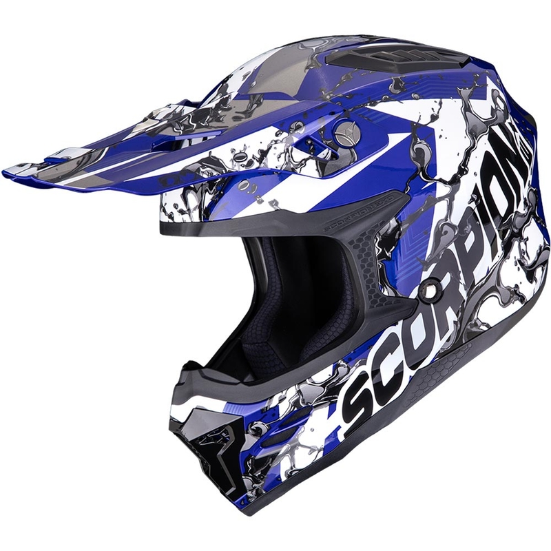 Scorpion SMX-10 bensiinimootoriga motokrossikiiver sini-valge-must