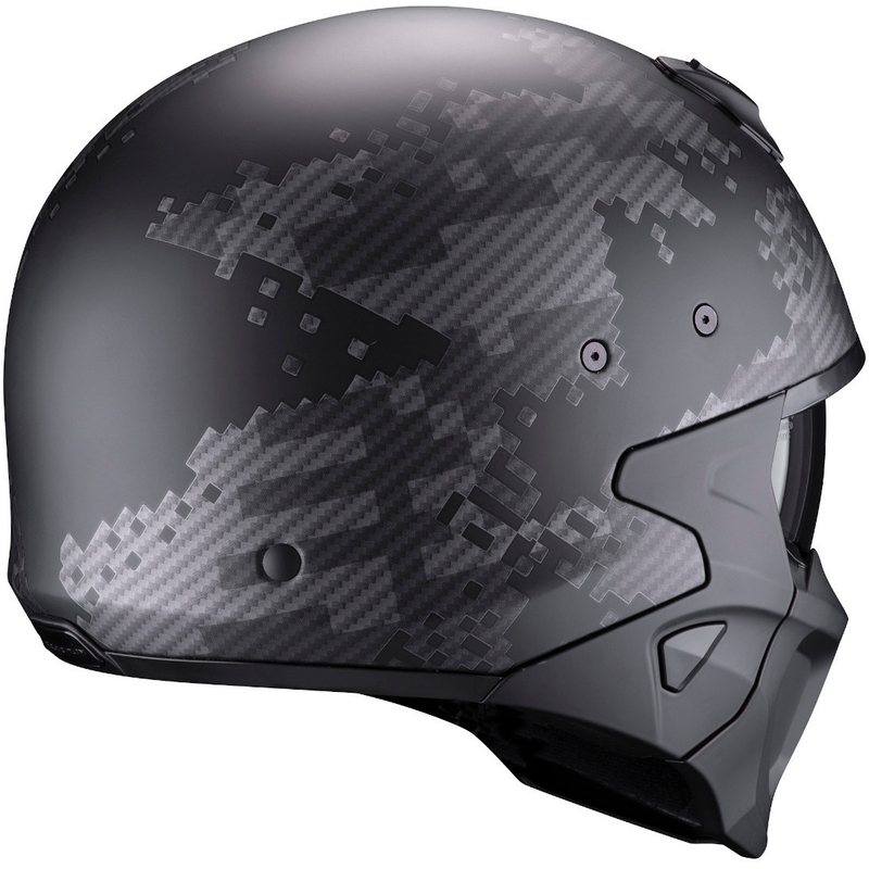 Otevřená přilba s maskou Scorpion COVERT-X Xborg černo-stříbrná