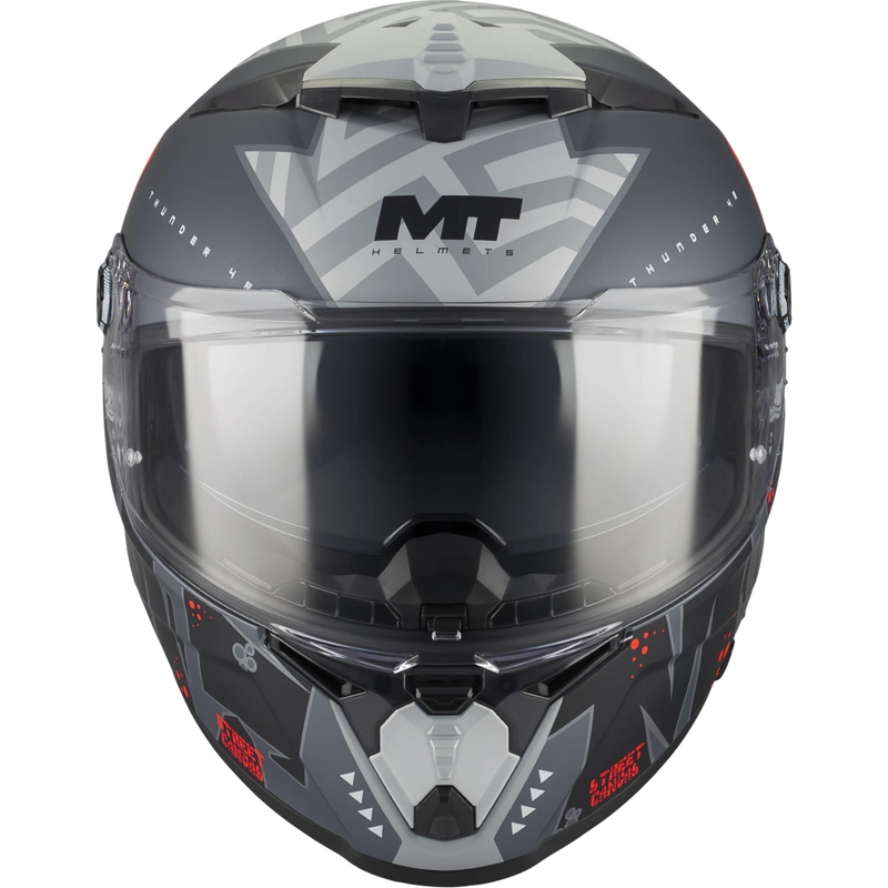 Täismaskiiver MT Thunder 4 R SV Canvas C5 must-hall-punane