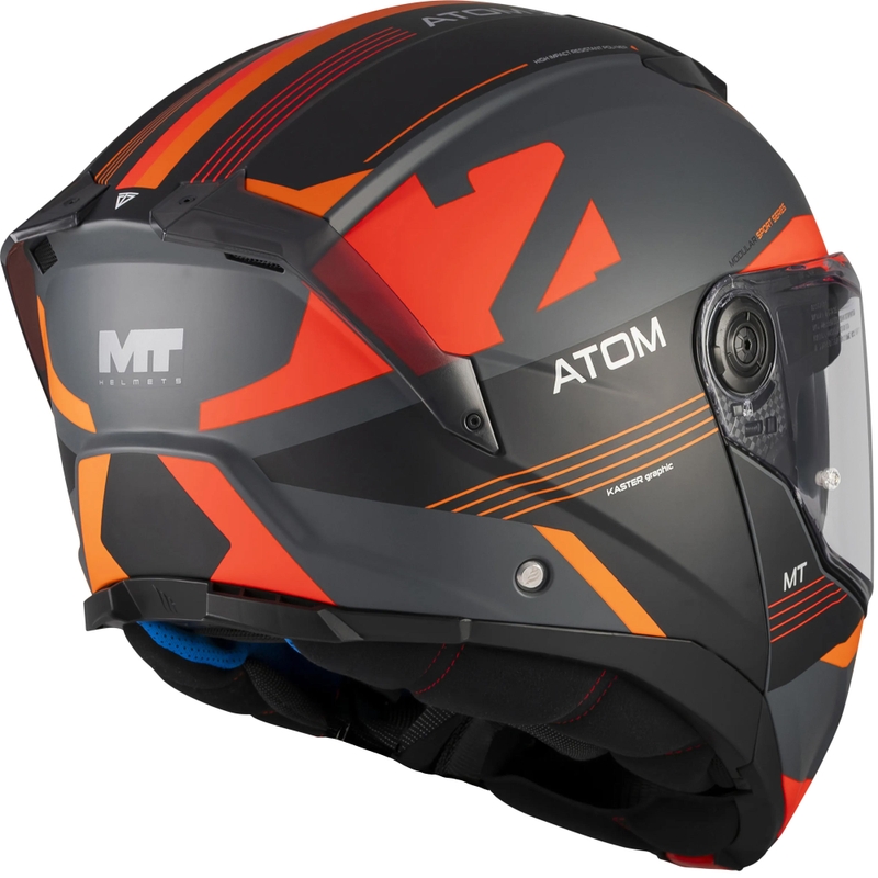 Ülesklapitav mootorrattakiiver MT Atom 2 SV Kaster C14 matt must-hall-oranž